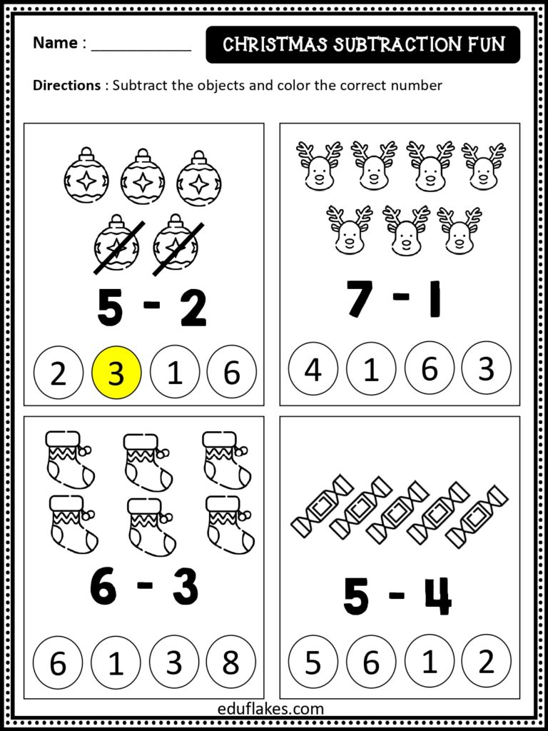 free christmas math worksheets for kindergarten - eduflakes